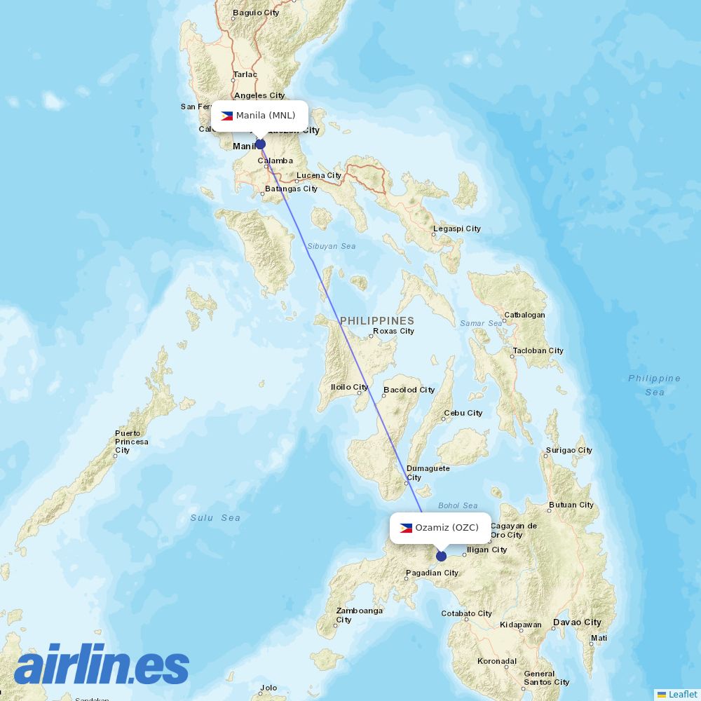 Cebu Pacific Air from Ozamis destination map
