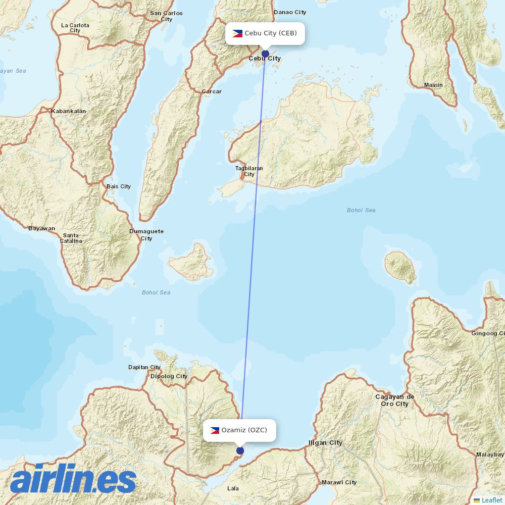 Cebgo from Ozamis destination map