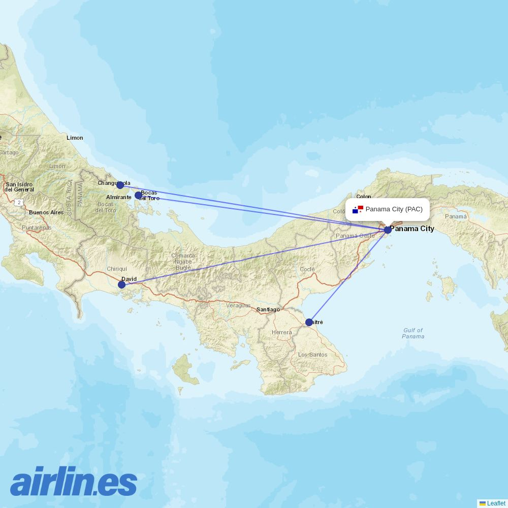Air Panama from Marcos A Gelabert International destination map
