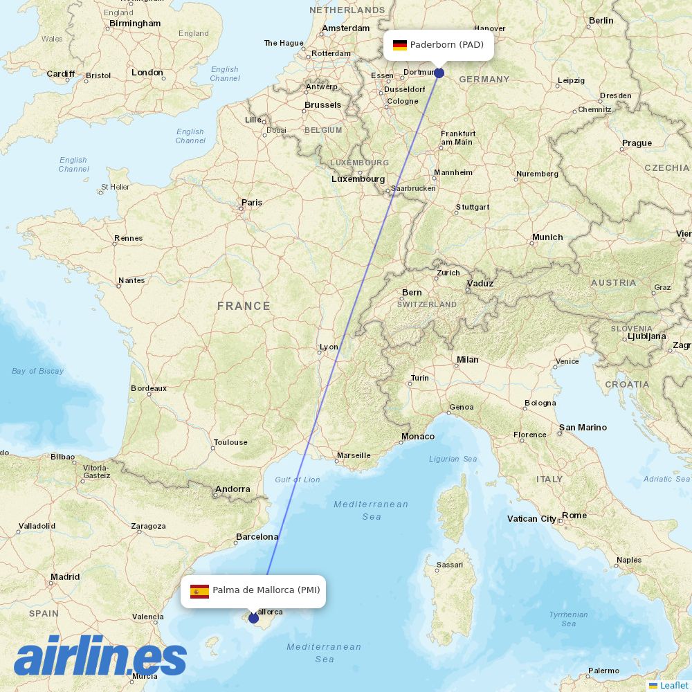 Eurowings from Paderborn Lippstadt destination map