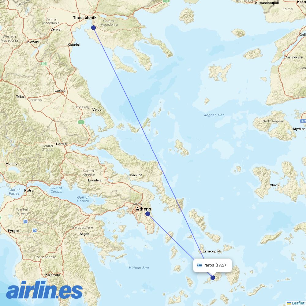 Sky Express at PAS route map