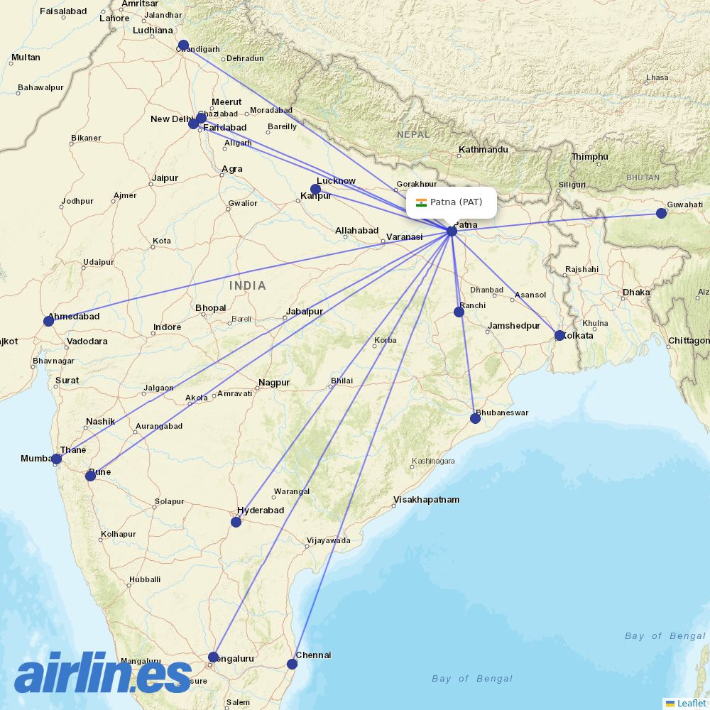 SpiceJet at PAT route map