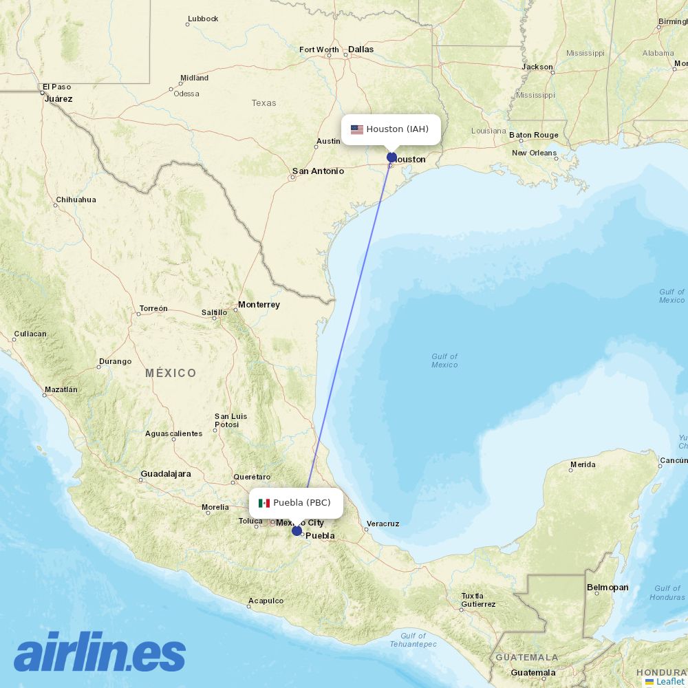 United Airlines from Hermanos Serdan International destination map