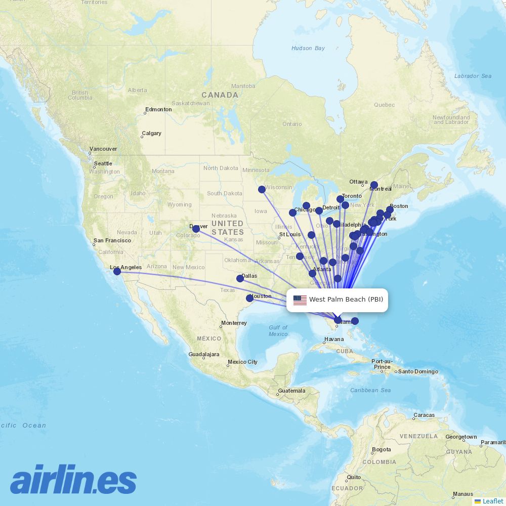 Bahamasair at PBI route map