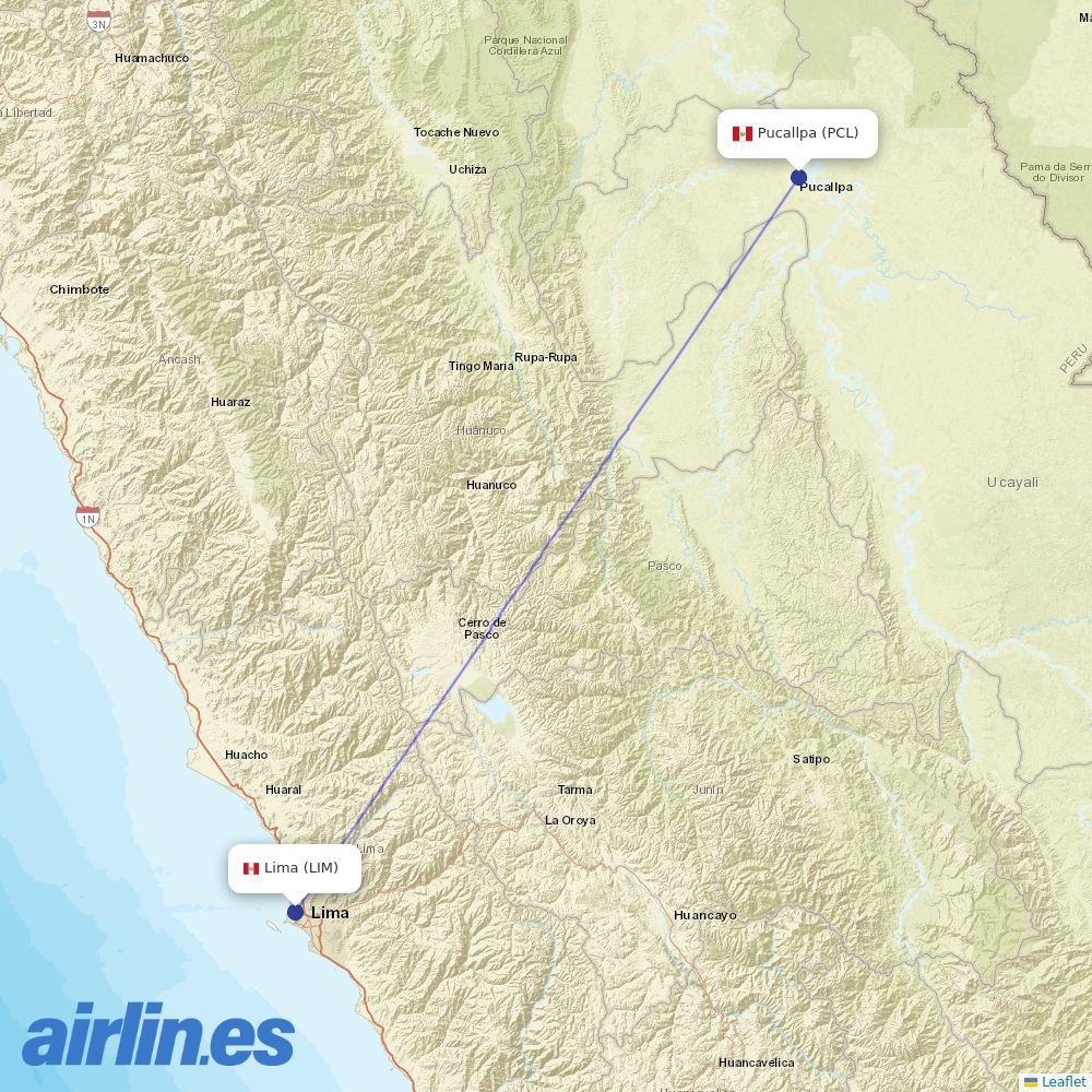 LATAM Airlines from Cap Fap David Avenzur Rengifo destination map