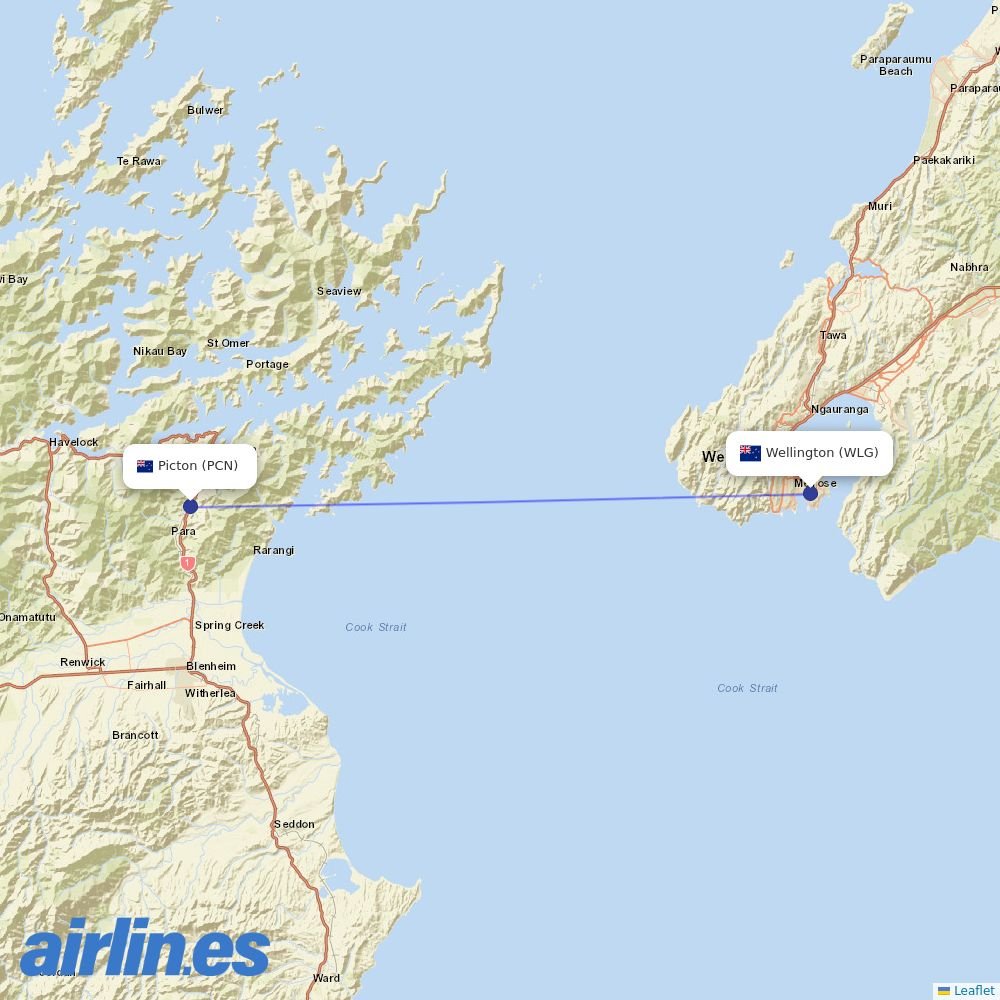 Sounds Air at PCN route map