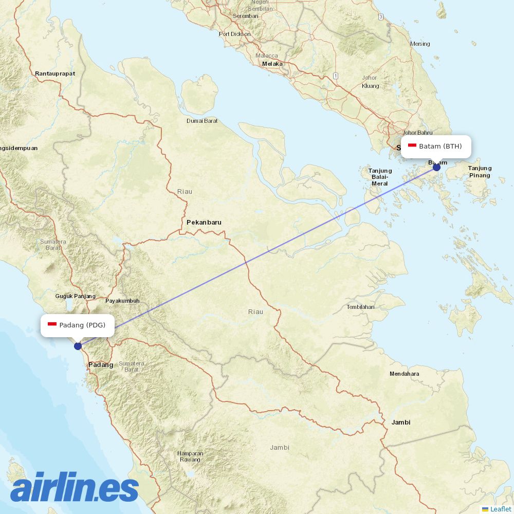 Lion Air from Tabing destination map
