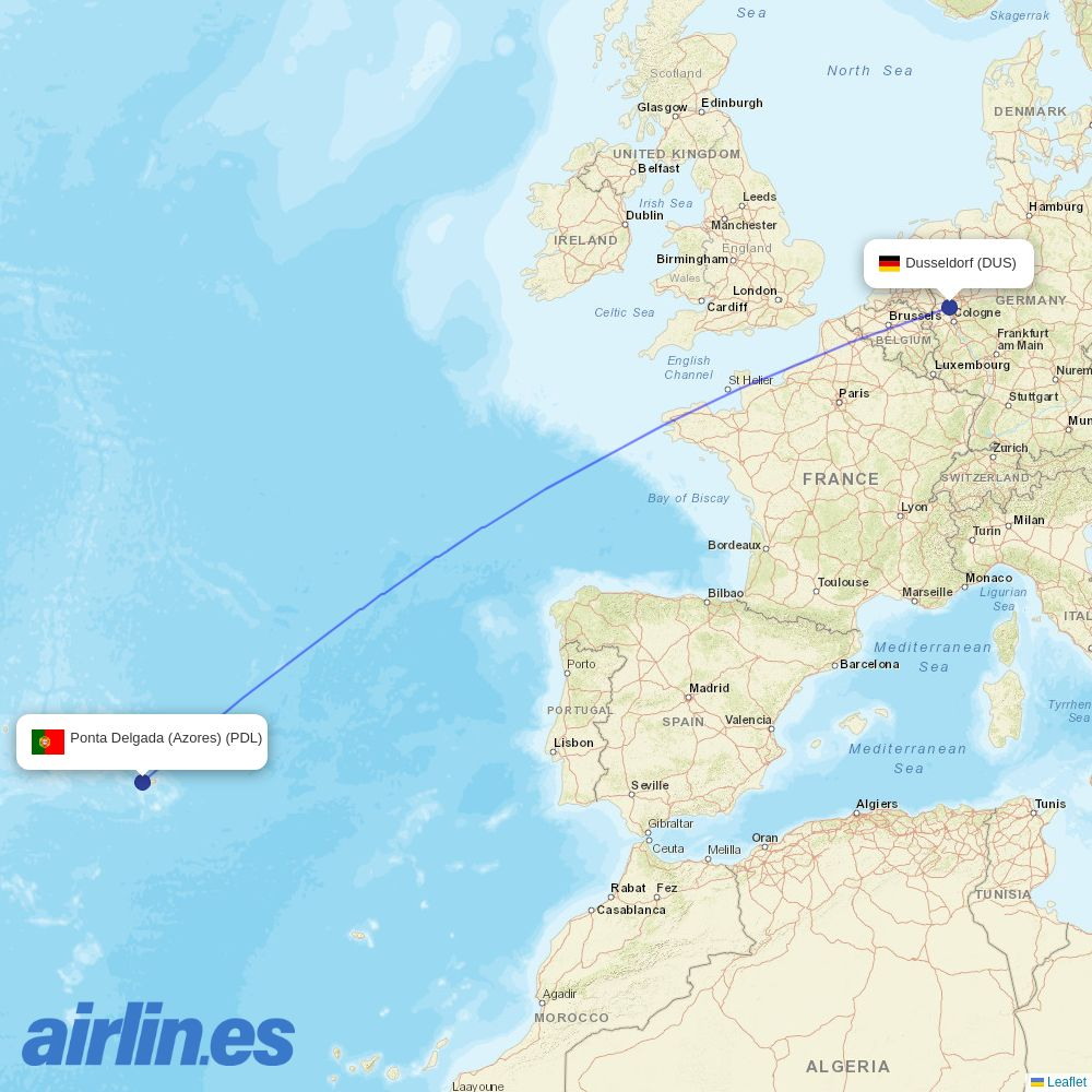 Eurowings from Ponta Delgada destination map