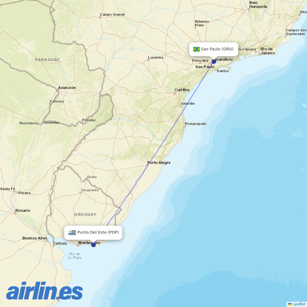 Azul from El Jaguel International destination map