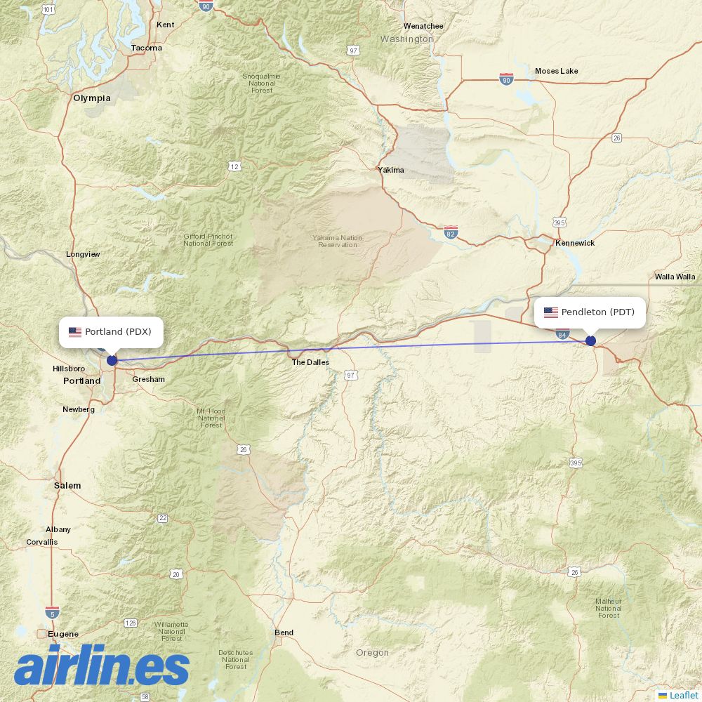 Boutique Air at PDX route map