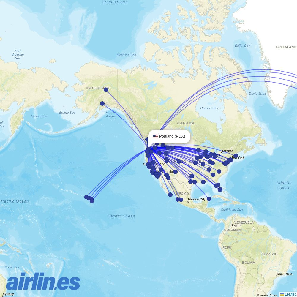 Air Excursions from Portland International destination map