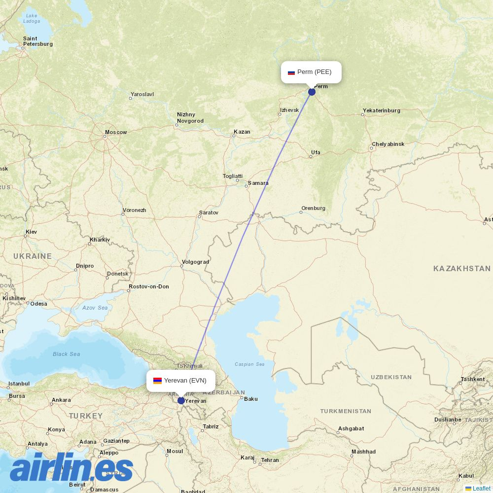 Shirak Avia at PEE route map