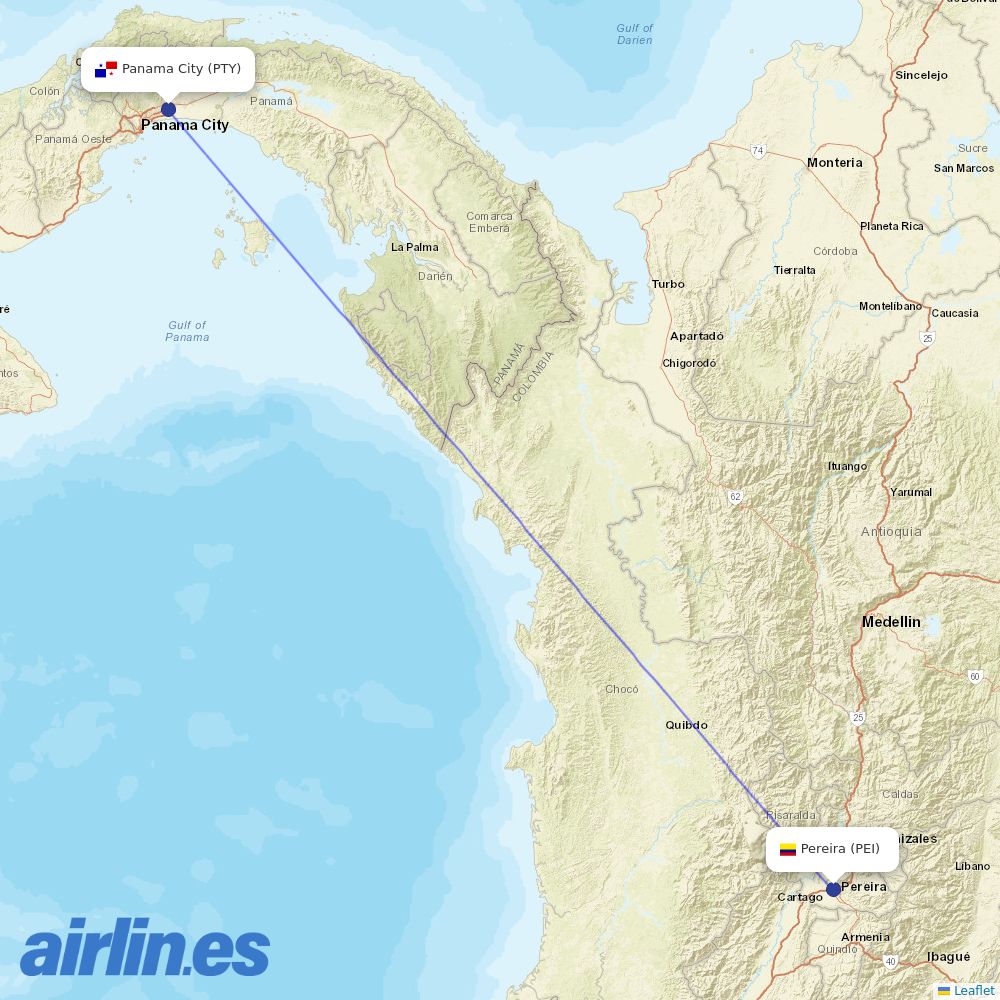 Copa Airlines from Matecana destination map
