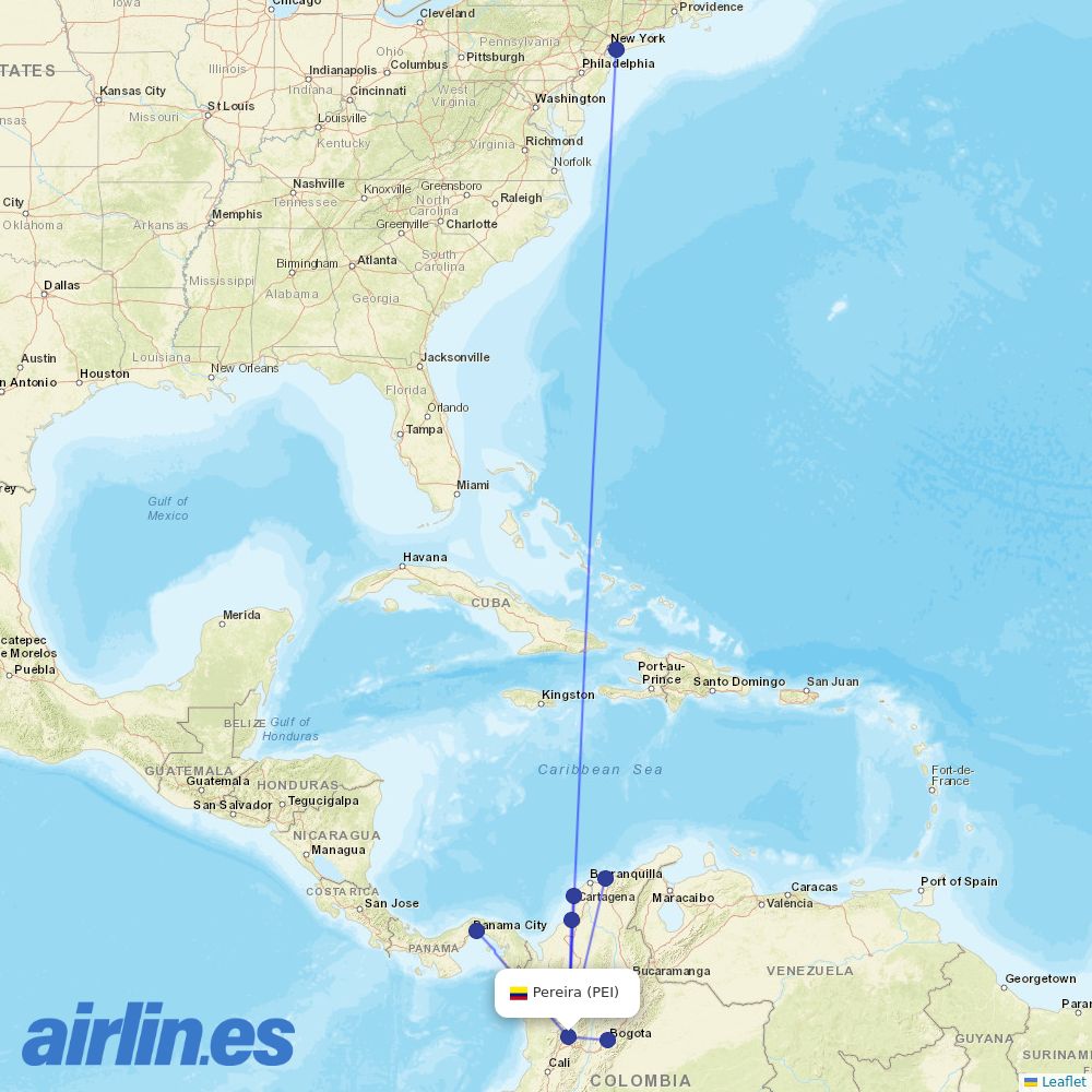 LATAM Airlines from Matecana destination map
