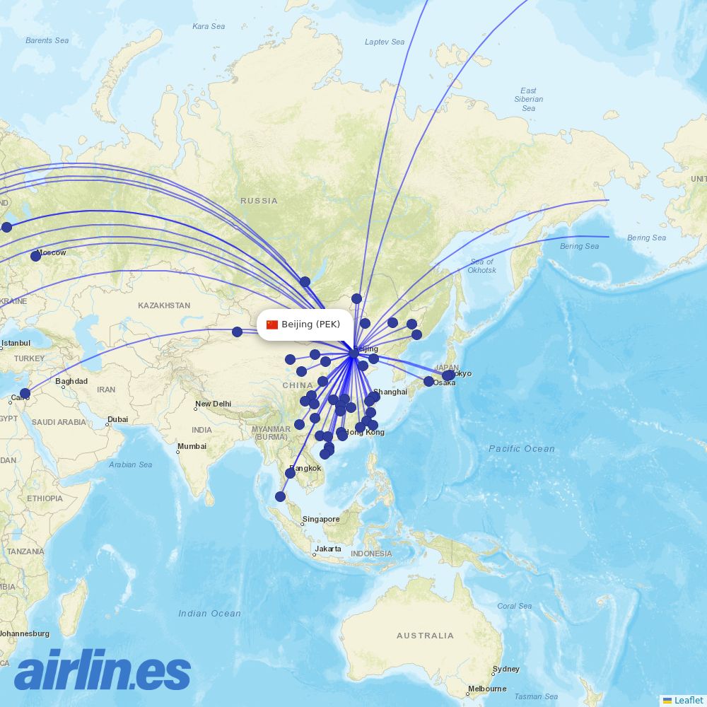Hainan Airlines at PEK route map