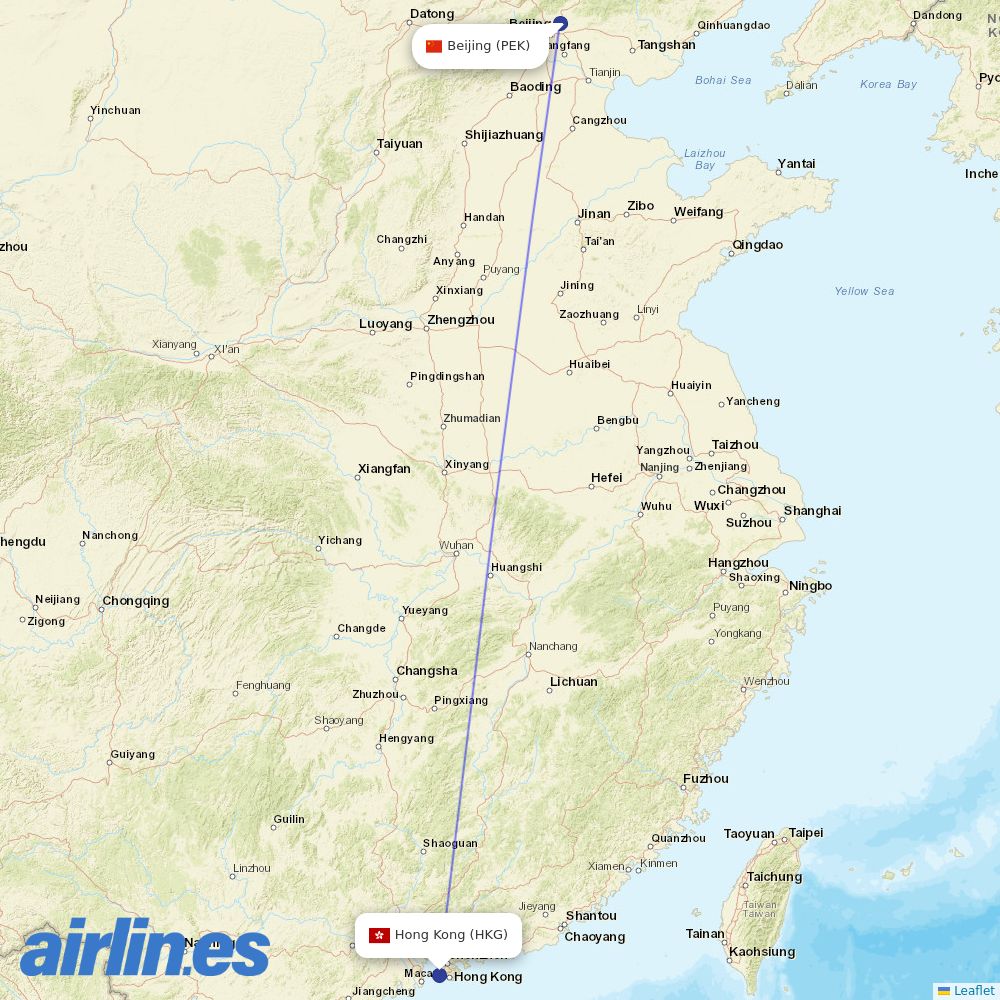 Hong Kong Airlines at PEK route map