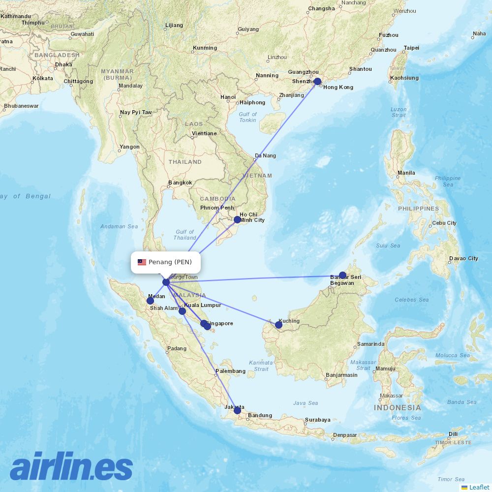 AirAsia at PEN route map
