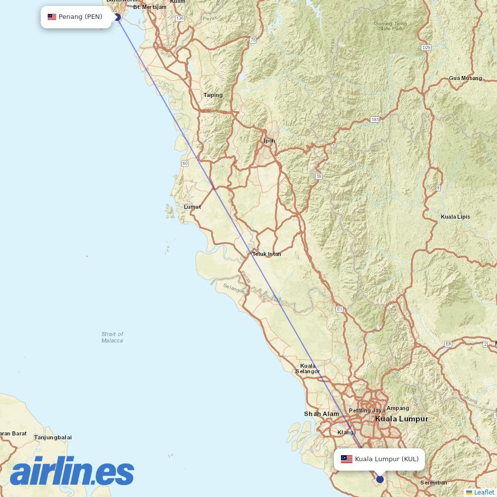 Malaysia Airlines at PEN route map
