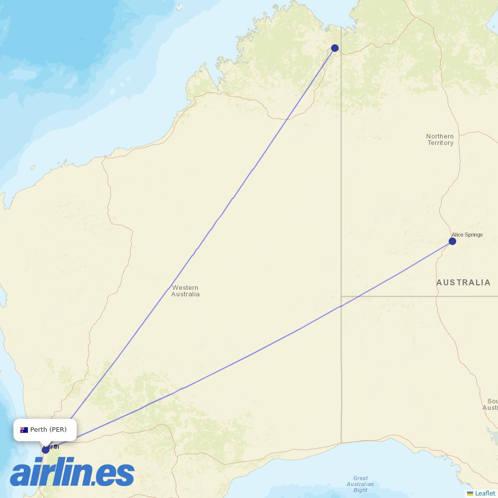 Airnorth from Perth International destination map