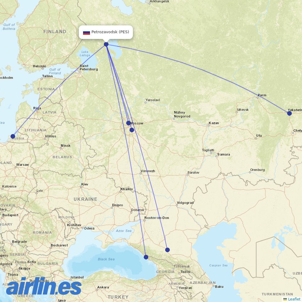 Severstal Avia at PES route map