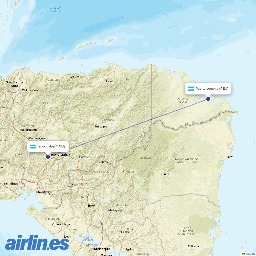 CM Airlines at PEU route map