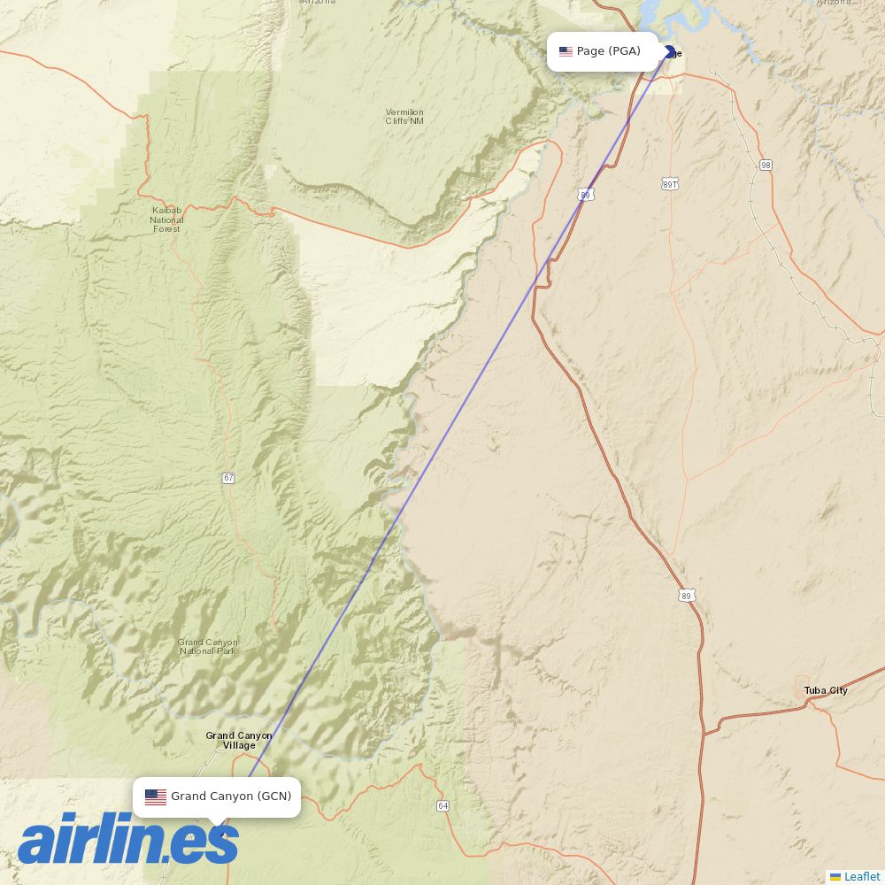 Papillon Airways at PGA route map