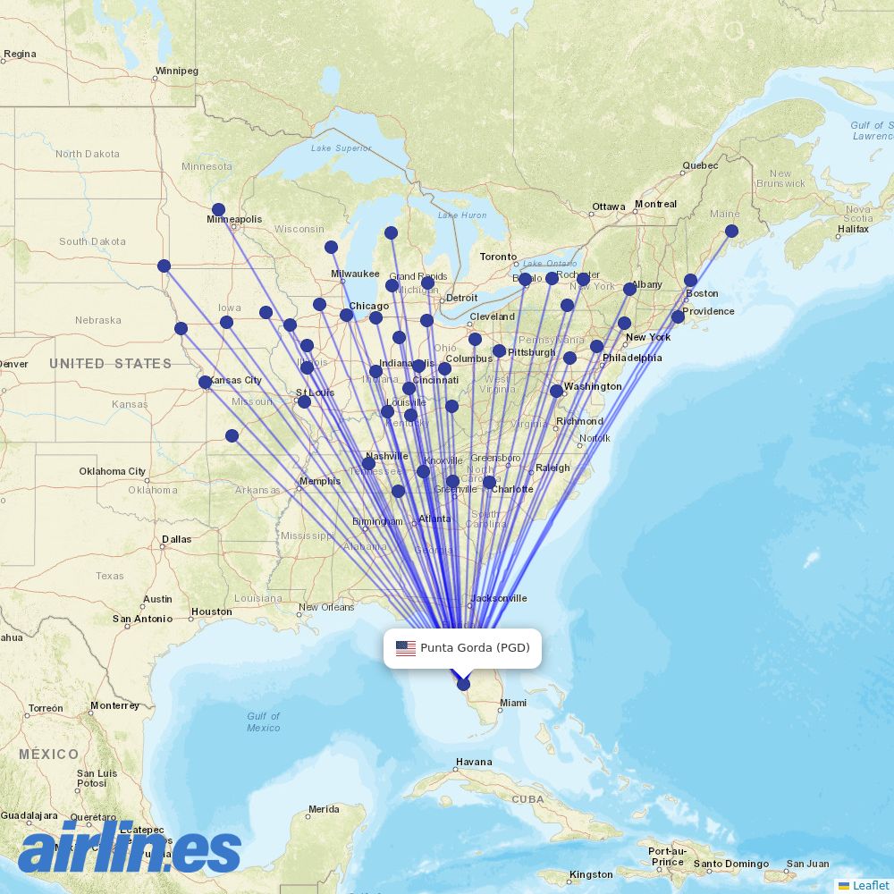 Allegiant at PGD route map