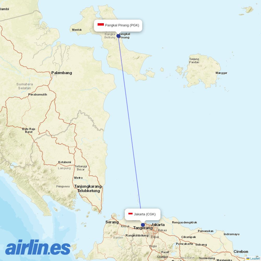 Garuda Indonesia from Pangkalpinang destination map