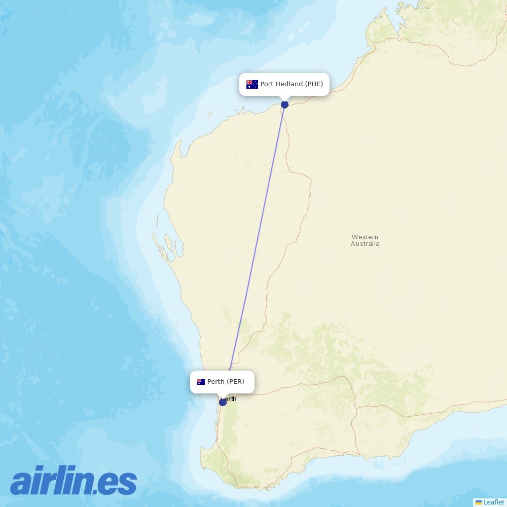 Qantas from Port Hedland International destination map