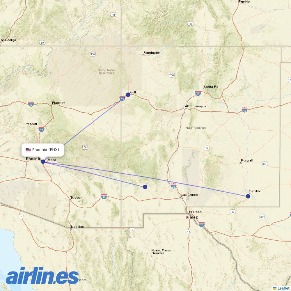 Advanced Air at PHX route map