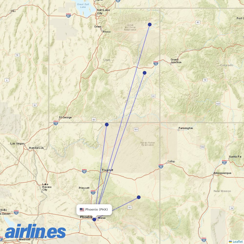 Contour Aviation at PHX route map
