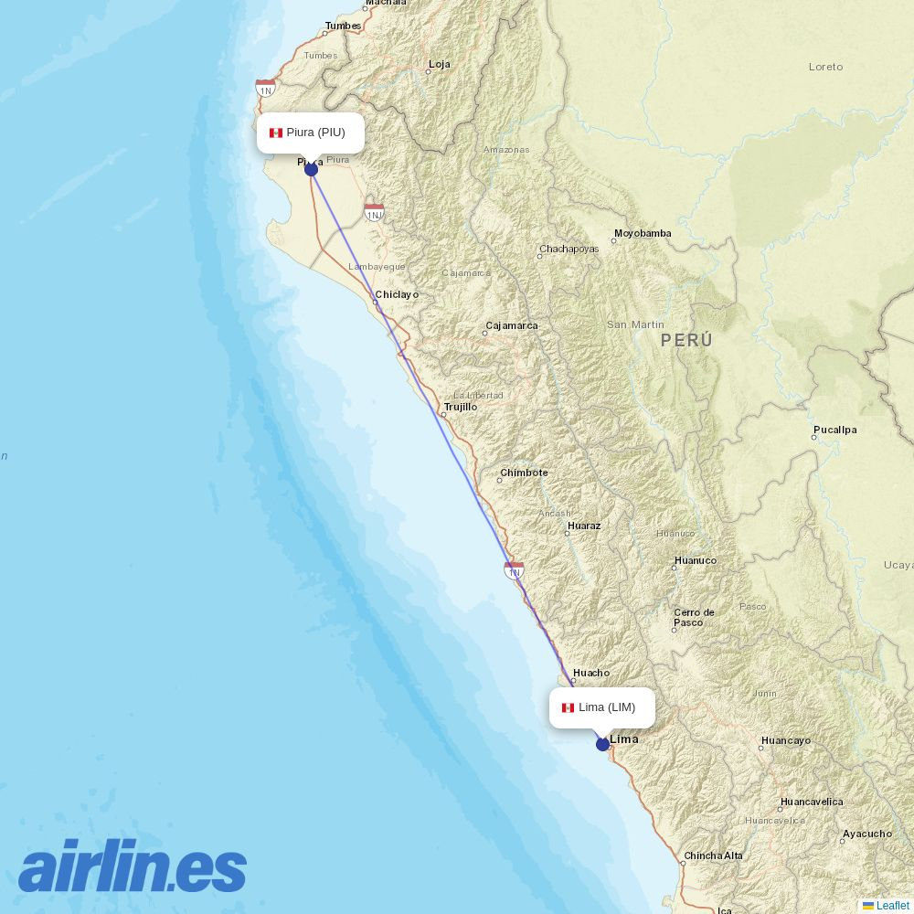 JetSMART from Capitan Concha destination map