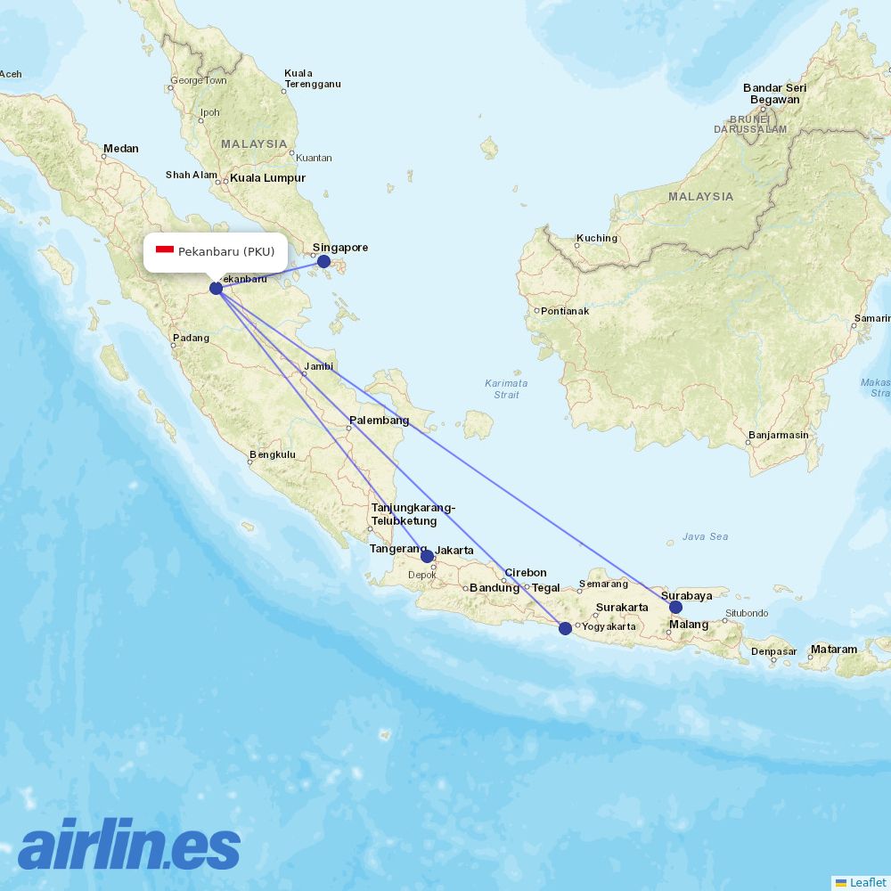 Lion Air at PKU route map