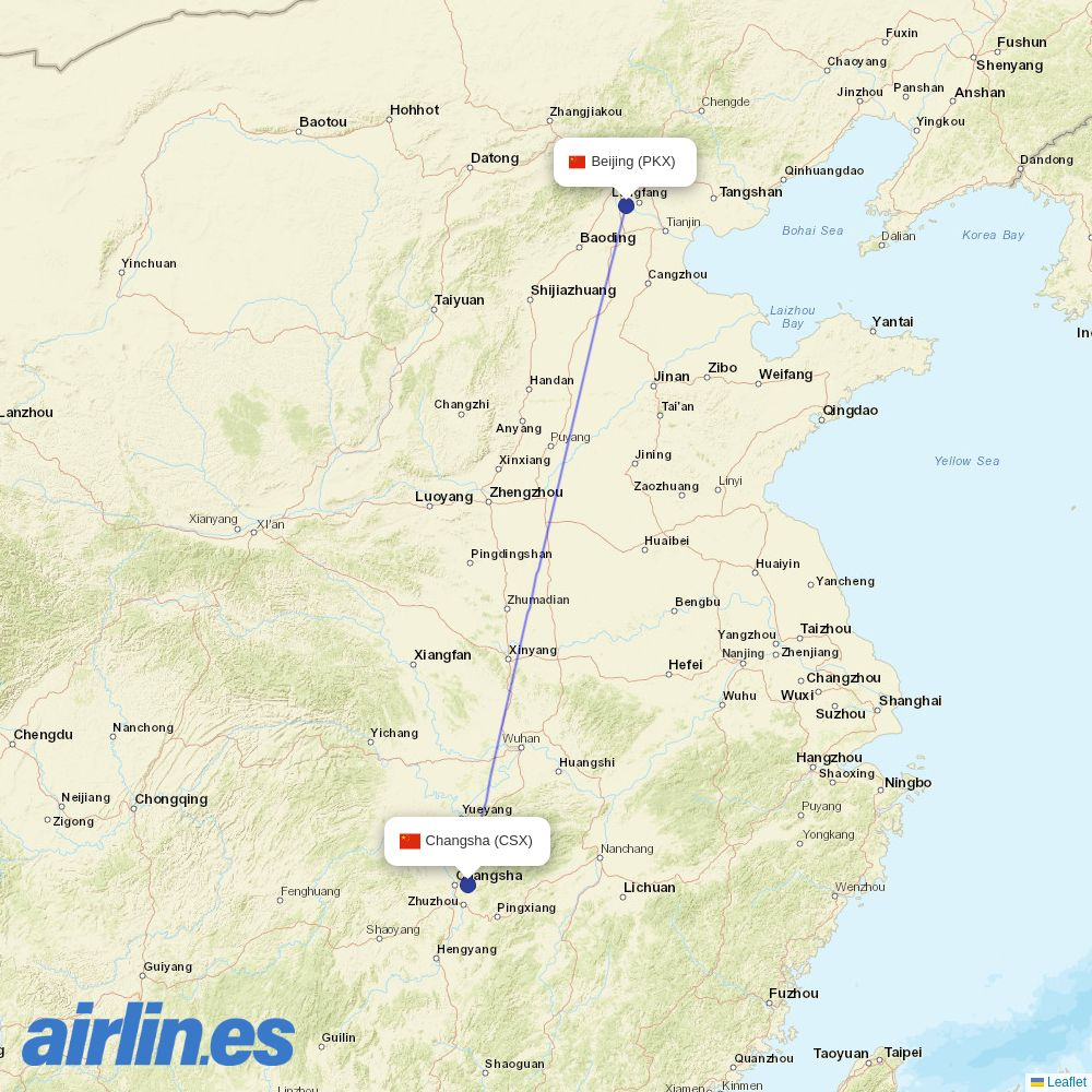 Air Travel from Daxing International Airport destination map