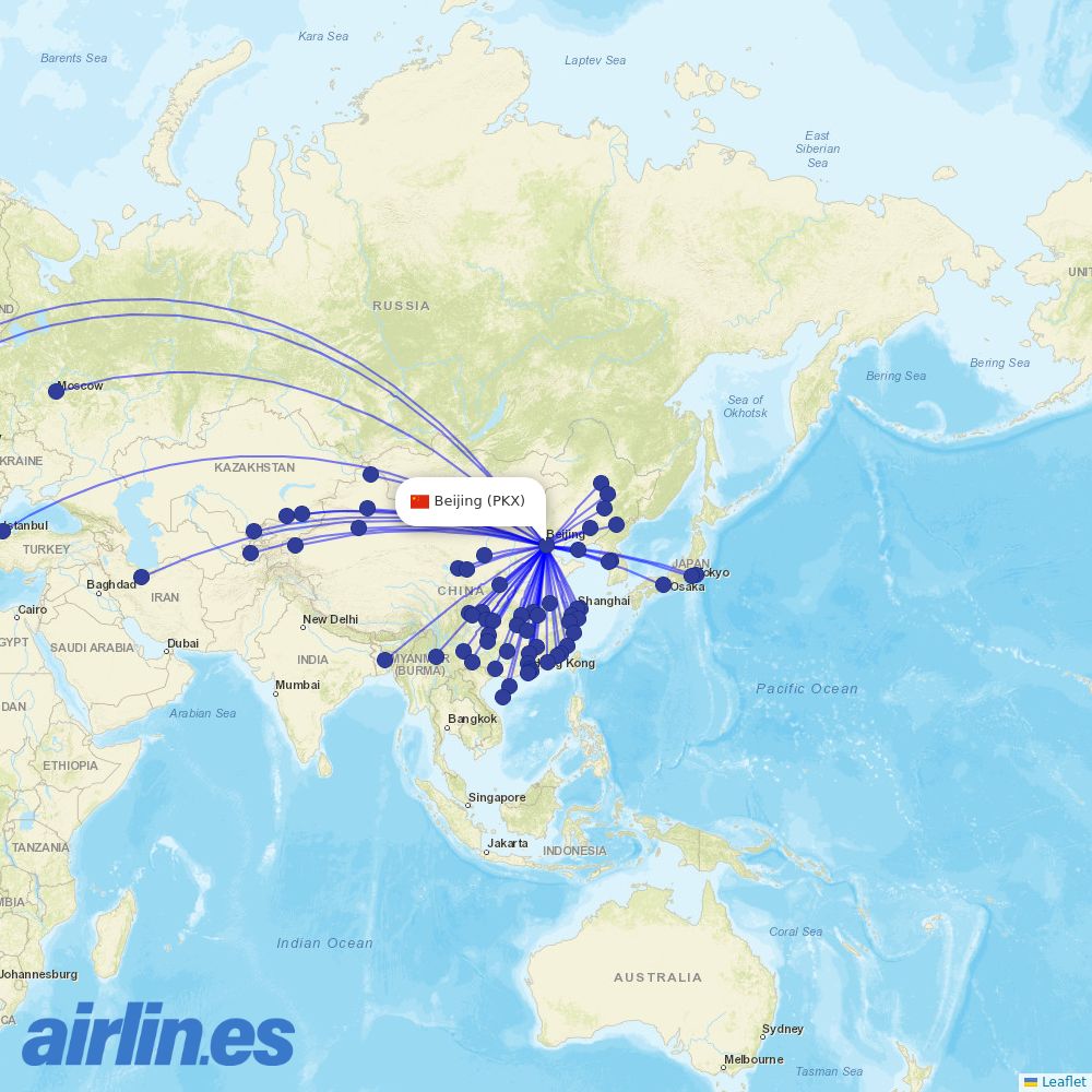 China Southern at PKX route map
