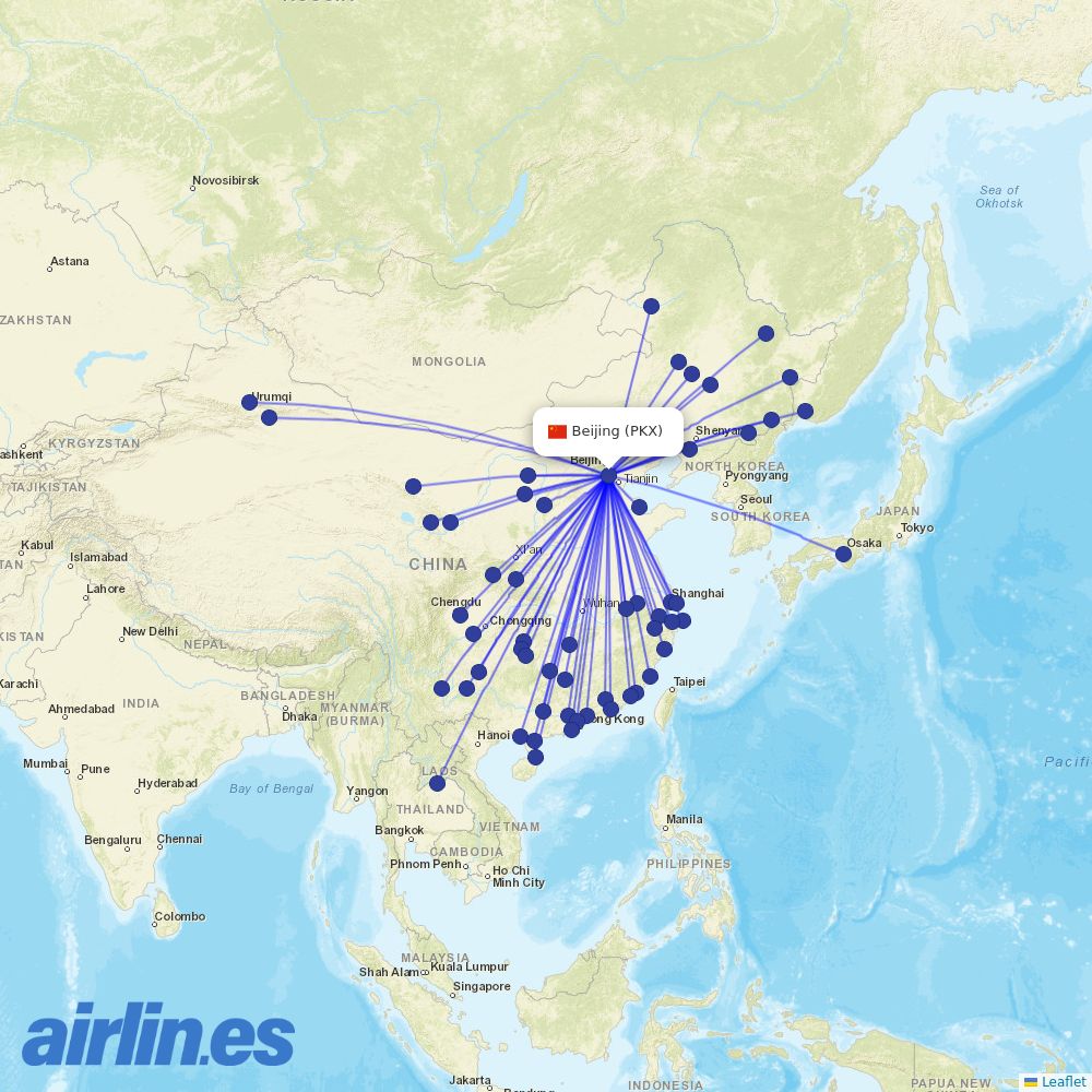 China United Airlines at PKX route map