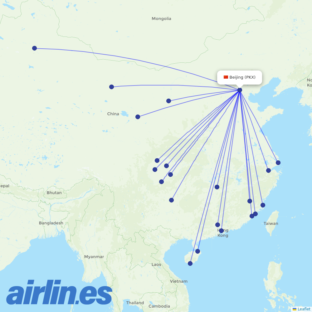 XiamenAir at PKX route map