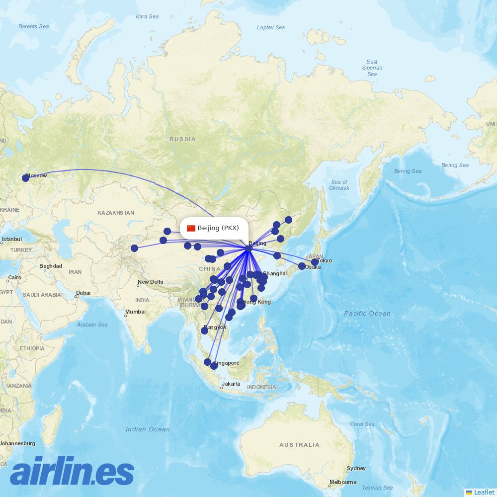 China Eastern at PKX route map