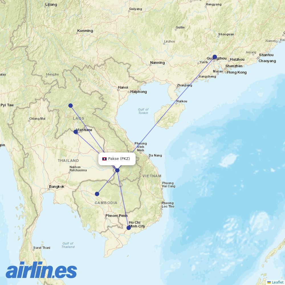 Lao Airlines at PKZ route map