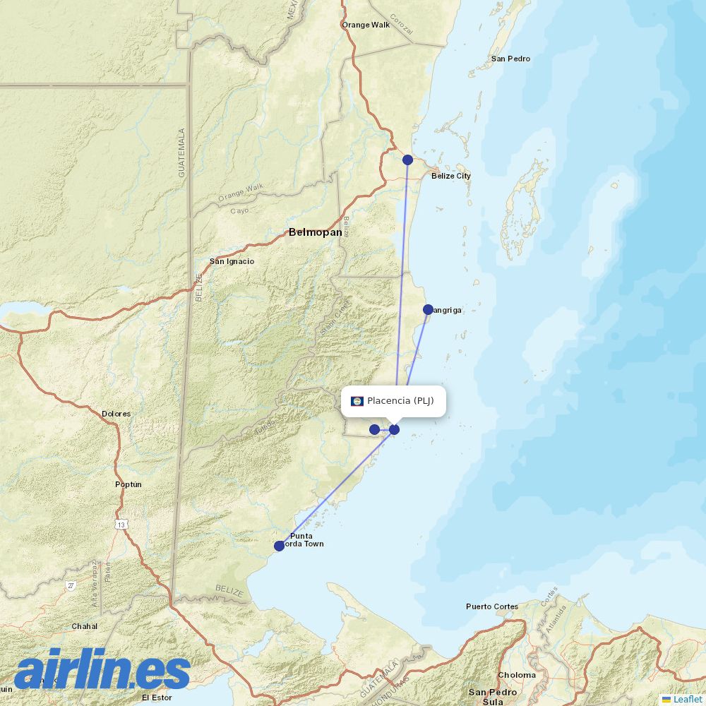 Tropic Air at PLJ route map