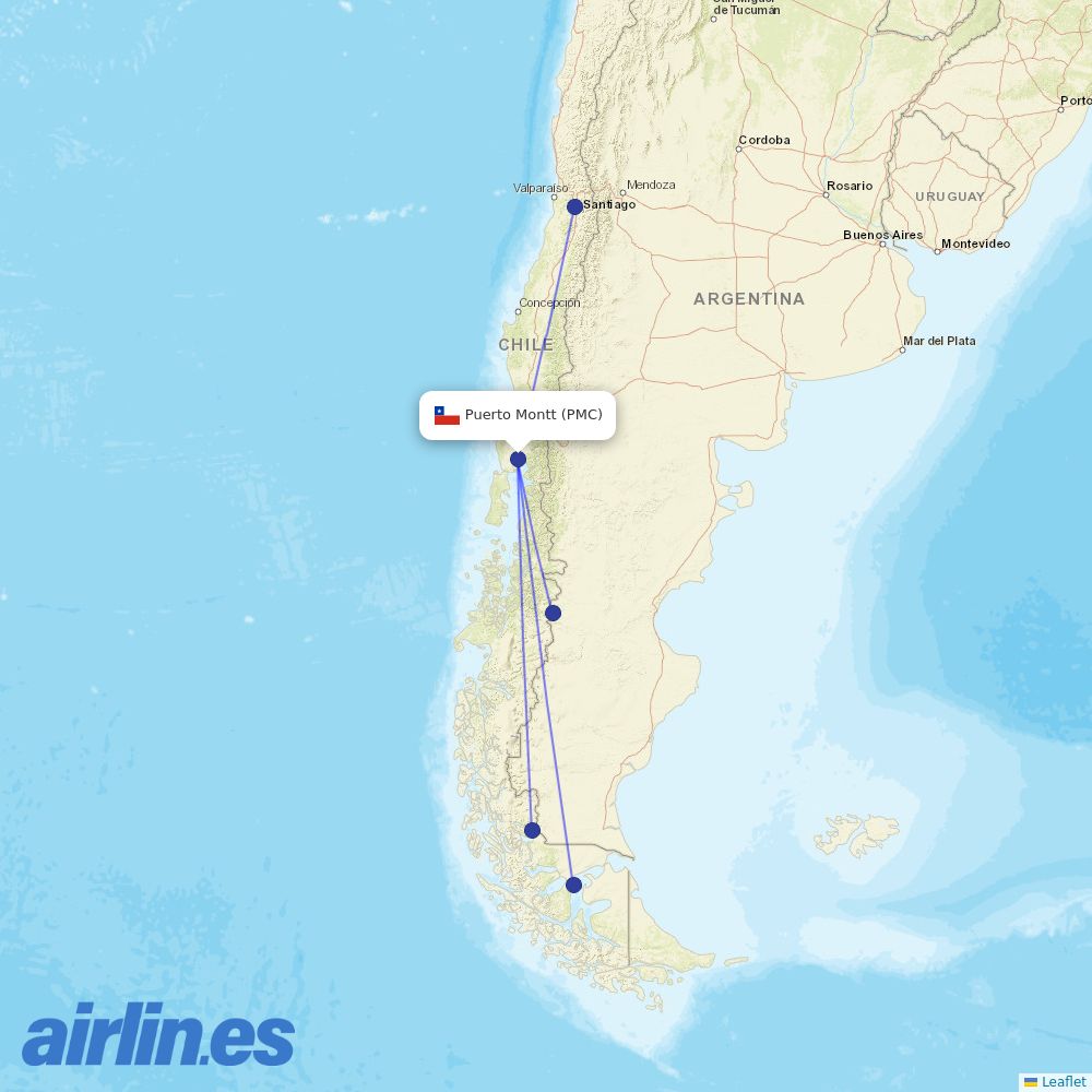 Sky Airline at PMC route map