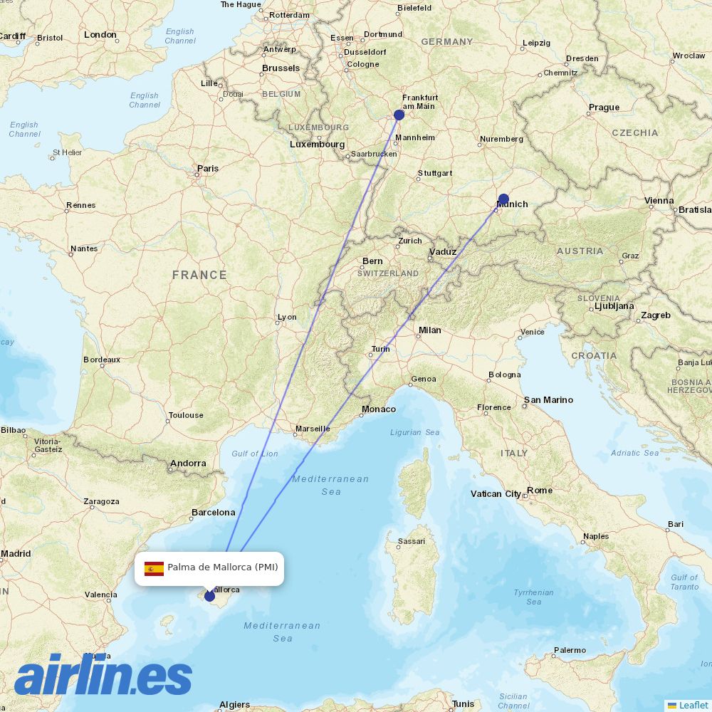 Discover Airlines at PMI route map