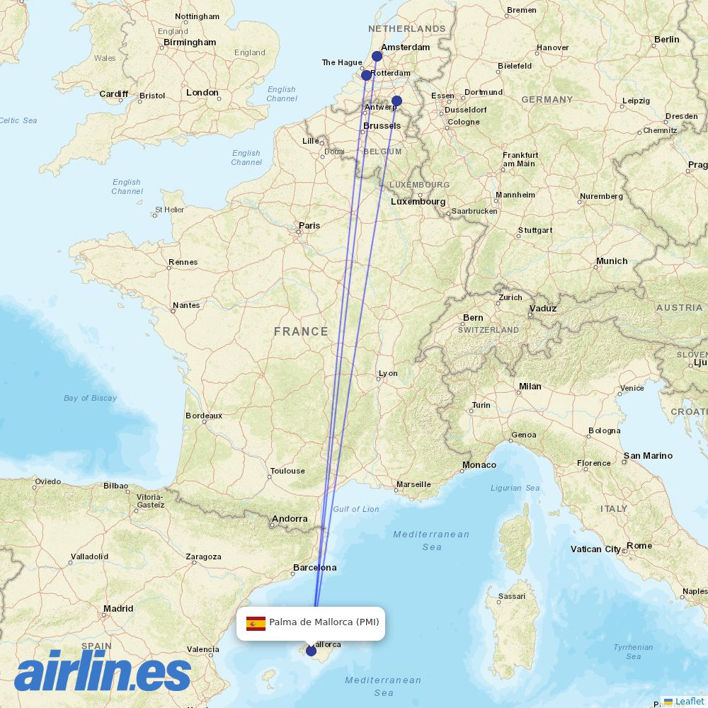 Transavia at PMI route map