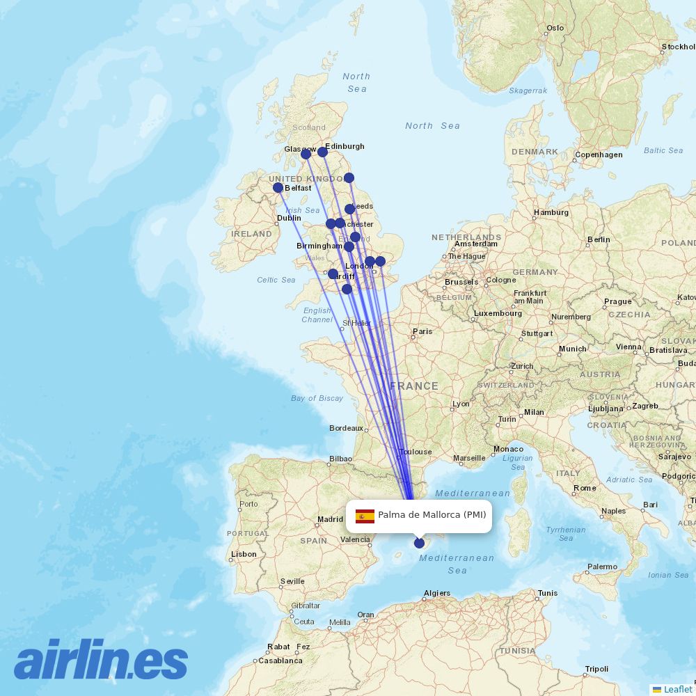 Jet2 at PMI route map