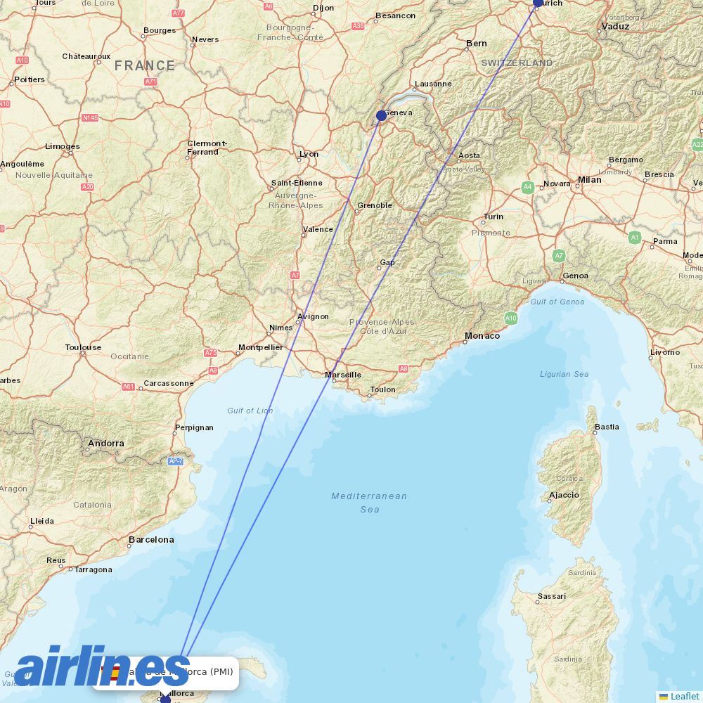 SWISS at PMI route map