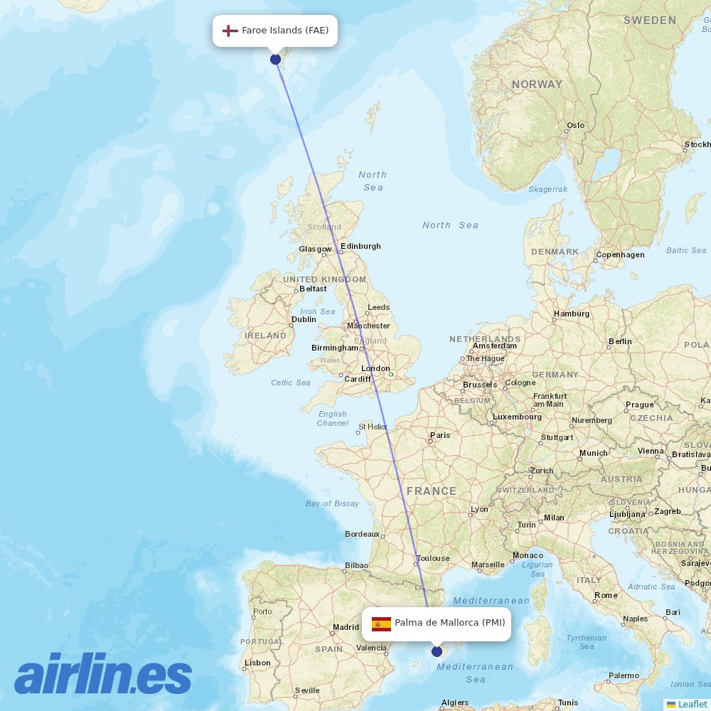 Atlantic Airways at PMI route map