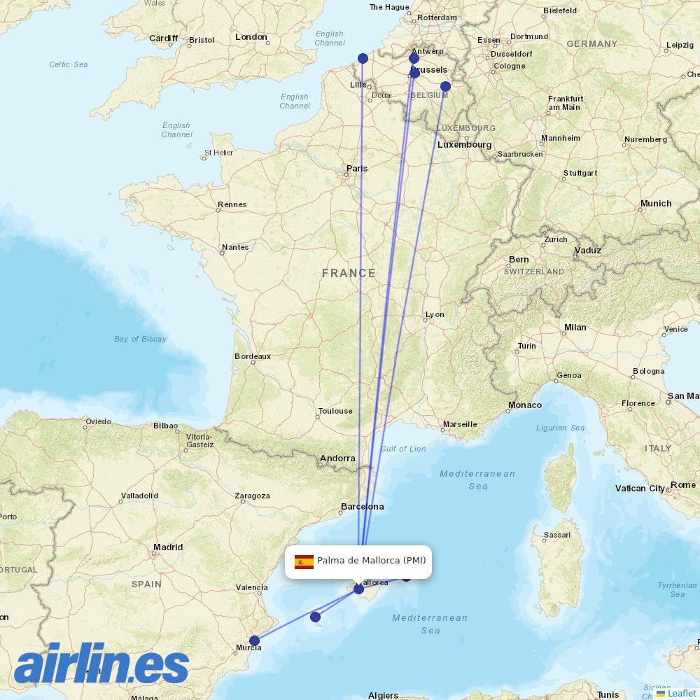 TUI fly at PMI route map