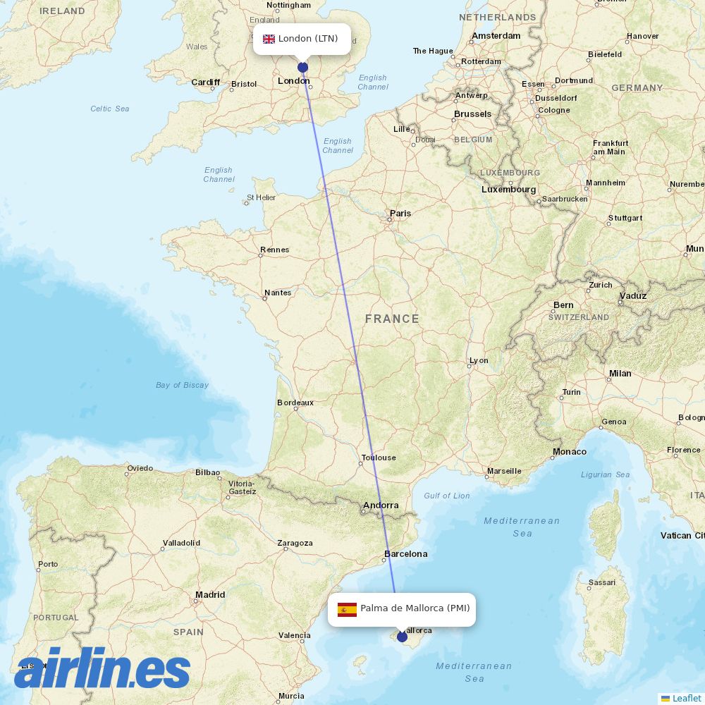 Wizz Air UK at PMI route map