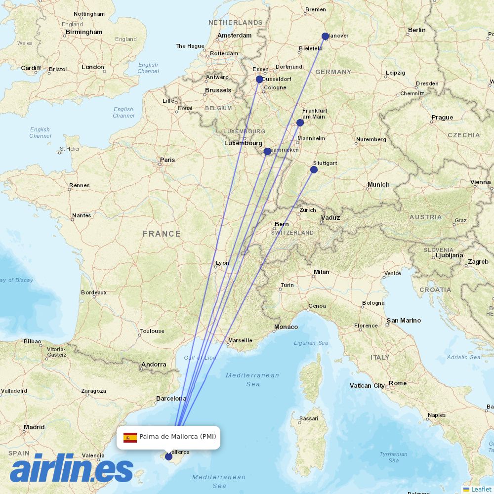 TUIfly at PMI route map