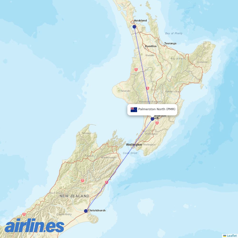 Air New Zealand at PMR route map
